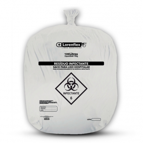 SACO INFECTANTE BRANCO LORENFLEX 100L C/ 100UN